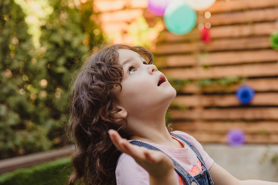 Happy child at play representing innocence and wonder
