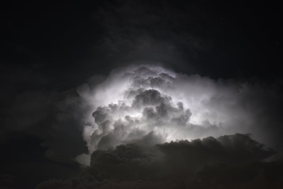 Dramatic storm clouds with lightning representing powerful emotions